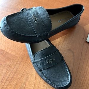 Coach black leather loafers